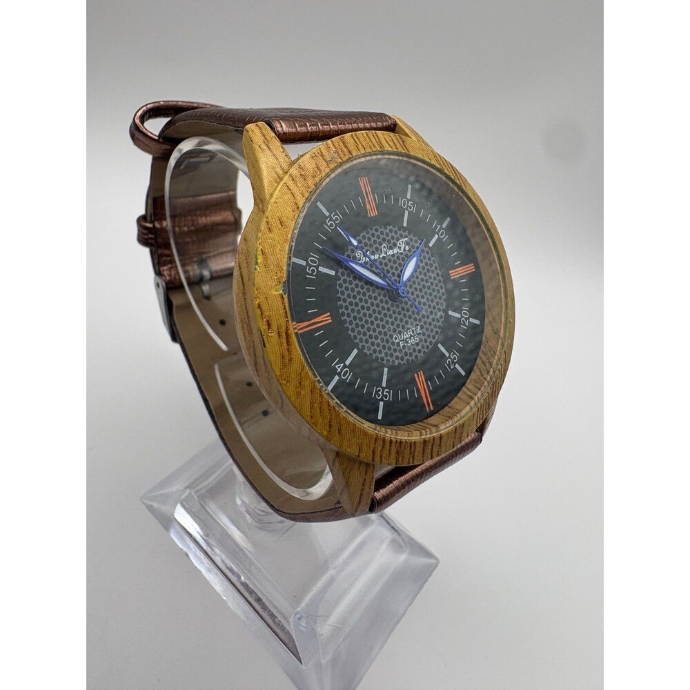 Yizhou Lian Fa Quartz Watch Wood Look F-365 Brown Strap